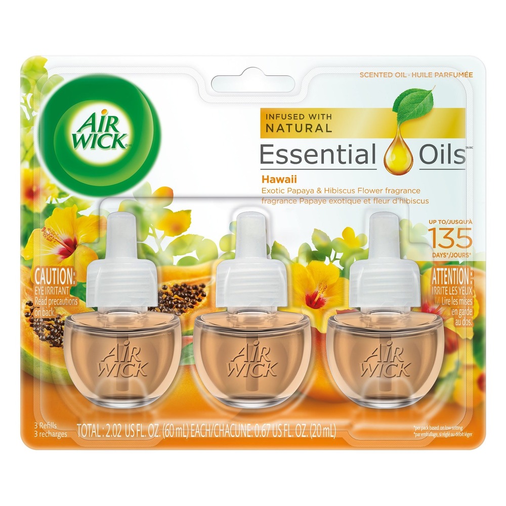 Air Wick Scented Oil Refill Hawaii 2.02 Fl Oz 3 Count Exotic Papaya Hibiscus